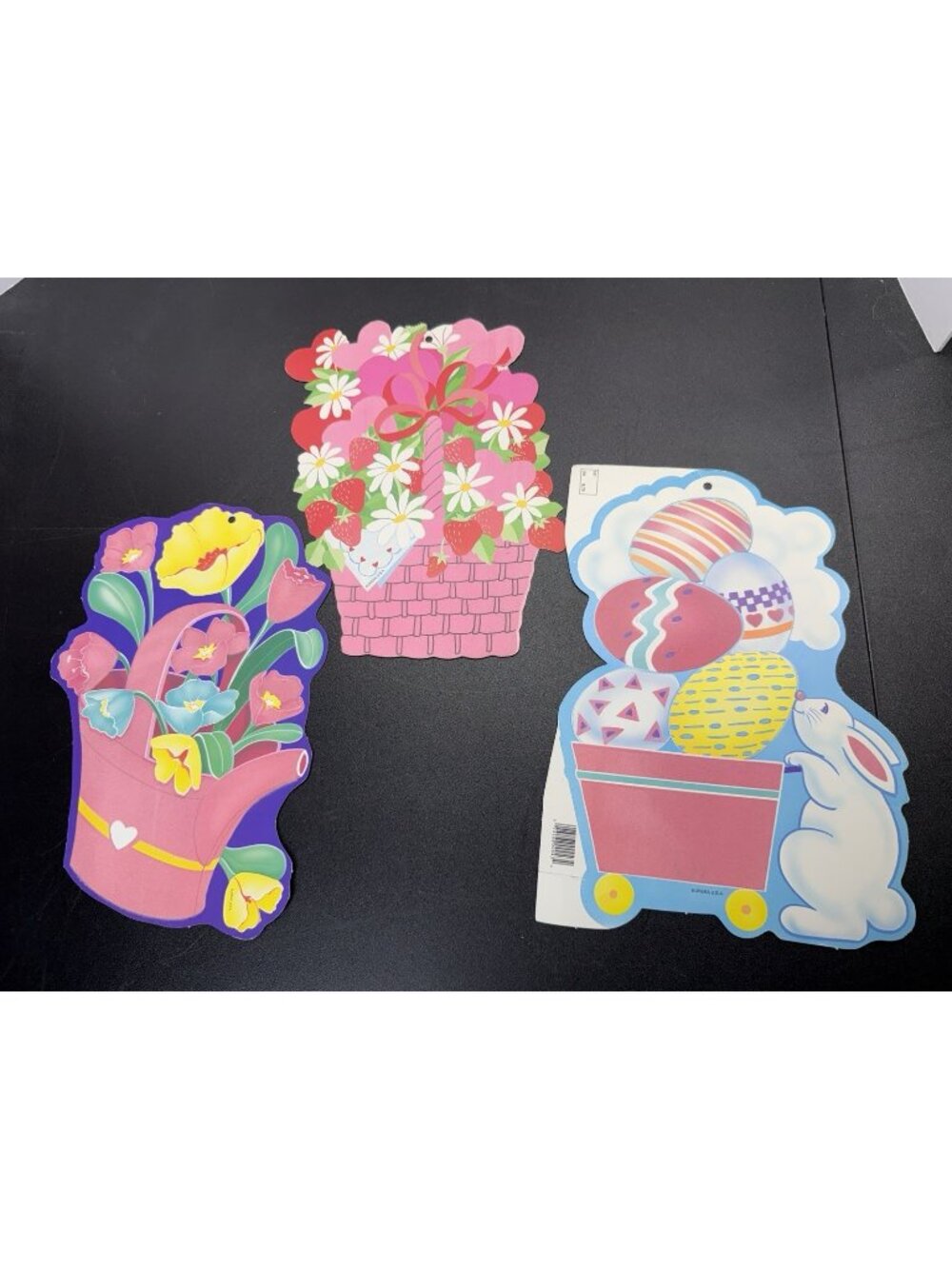 Vintage 3 Valentines Easter Spring Bunny Rabbit Die Cut Paper Decorations Cutout